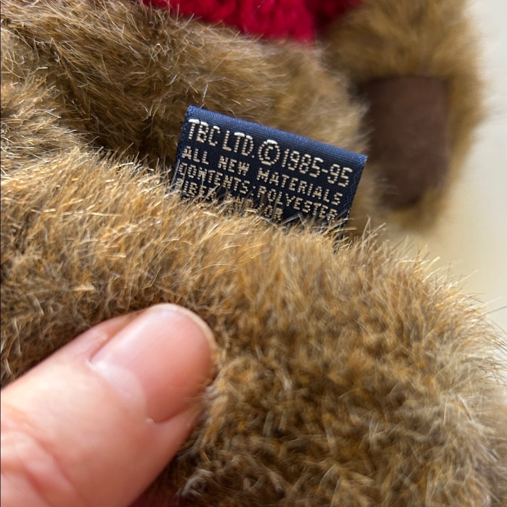 Boyds Bears Brown Stuffed Animal with Red Sweater - Picture 5 of 6